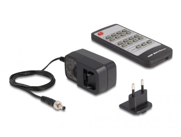 Delock - Video/audio switch - HDMI, matrix, 4K 60 Hz, with audio extractor - 4 x 2 - stasjonær, veggmonterbar