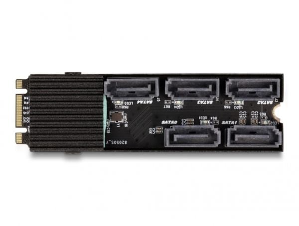 Delock Converter M.2 2280 Key B+M hann til 5 x SATA med kjøleribbe