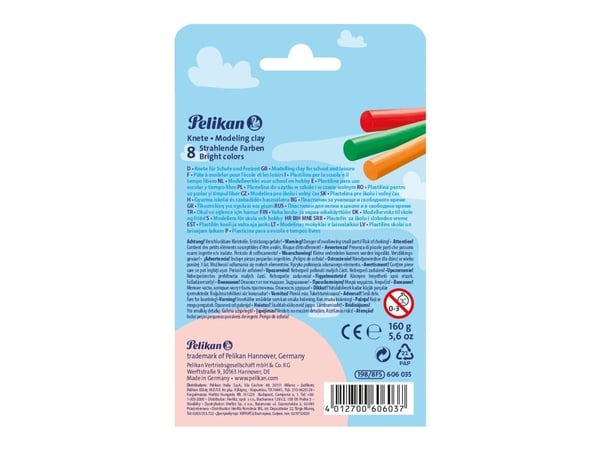 Pelikan muovailusavi "Creaplast" 198/8FS, 8 väriä FS:ssä