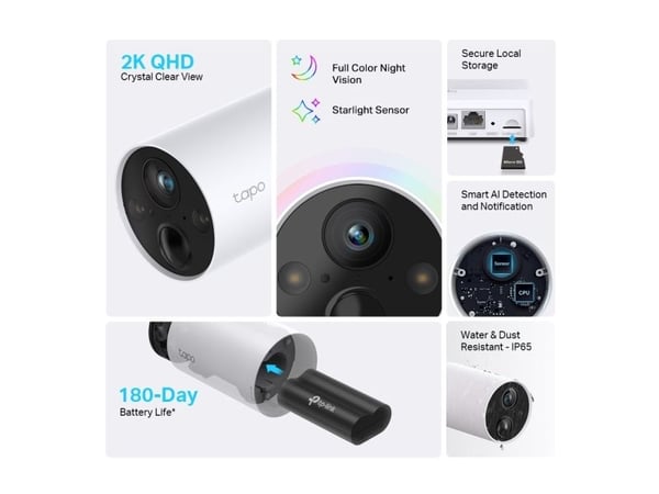 TP-Link Tapo C420S1, Overvåkningskamera, Inne & Ute, Trådløs, VGA, 25,4 / 3 mm (1 / 3"), 3,18 mm
