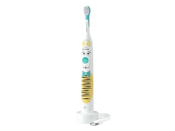 Philips For Kids Design a Pet Edition HX3601/01 Elektrisk tannbørste, Barn, Sonik tannbørste, Soft (myk), Super sensitive, Blå, Hvit, 4 x 30 sec, E...