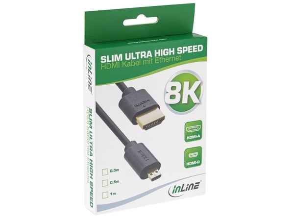 InLine 17933D2, 0,5 m, HDMI Type A (Standard), HDMI Type D (Micro), 3D, 48 Gbit/sek., Lajittelu