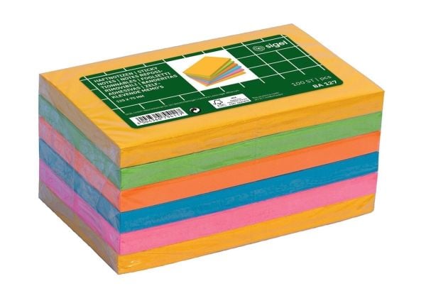 Sigel BA127, Suorakulmio, Sininen, Vihreä, Oranssi, Vaaleanpunainen, Keltainen, Paperi, 70 g/m², 125 mm, 75 mm