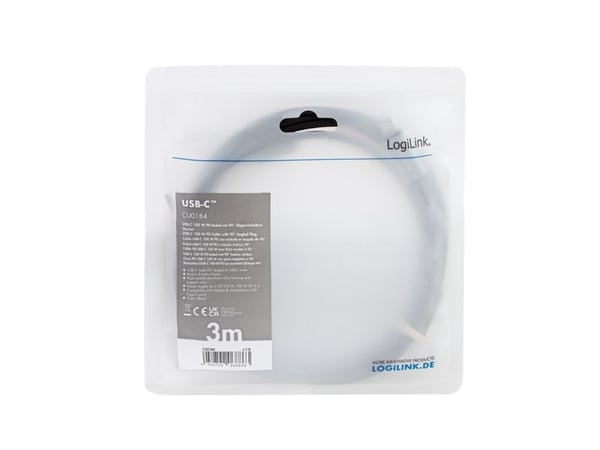 LogiLink CU0184, 3 m, USB C, USB C, USB 2.0, 480 Mbit/s, Musta, Hopea