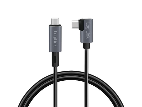 LogiLink CU0182, 1 m, USB C, USB C, USB 2.0, 0,48 Gbit/s, Sort, Sølv