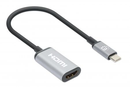 Manhattan 153706, 0,15 m, USB Type-C, HDMI, urosliitin, naarasliitin, suora, suora