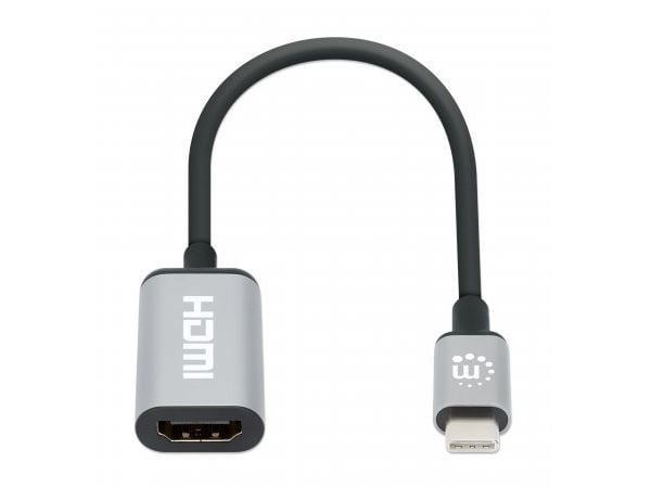 Manhattan 153706, 0,15 m, USB Type-C, HDMI, urosliitin, naarasliitin, suora, suora