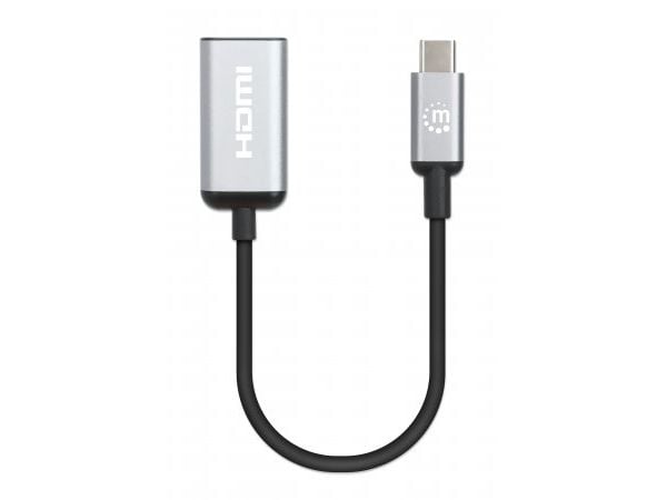 Manhattan 153706, 0,15 m, USB Type-C, HDMI, urosliitin, naarasliitin, suora, suora