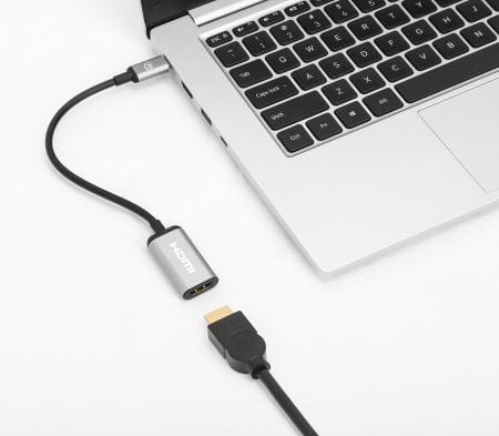 Manhattan 153706, 0,15 m, USB Type-C, HDMI, urosliitin, naarasliitin, suora, suora