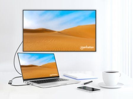 Manhattan 153706, 0,15 m, USB Type-C, HDMI, urosliitin, naarasliitin, suora, suora