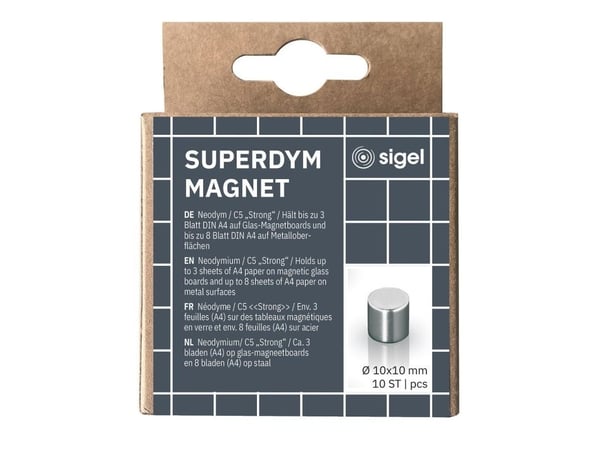 Sigel BA701, Cylinder, Neodym, Sølv, Matte, 10 mm, 10 mm Sigel BA701, Cylinder, Neodym, Sølv, Matte, 10 mm, 10 mm