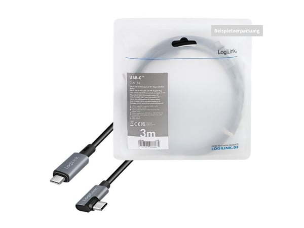 LogiLink CU0183, 2 m, USB C, USB C, USB 2.0, 480 Mbit/s, Musta, Hopea