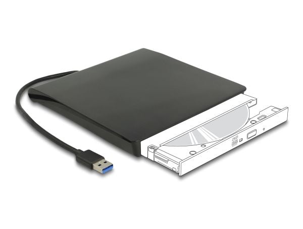 Delock ulkoinen kotelo 5,25" Slim SATA-asemille 12,7 mm SuperSpeed USB 5 Gbps Type-A-liittimeen