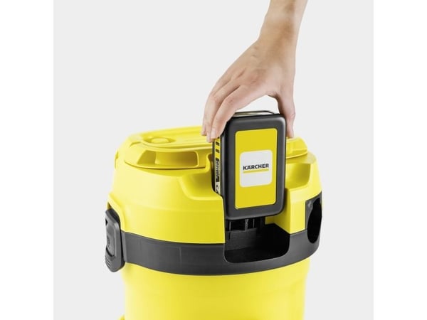 Kärcher WD 2-18 battery set - Støvsuger - kanister - pose / uten pose - gul - 1 batteri, inkludert lader