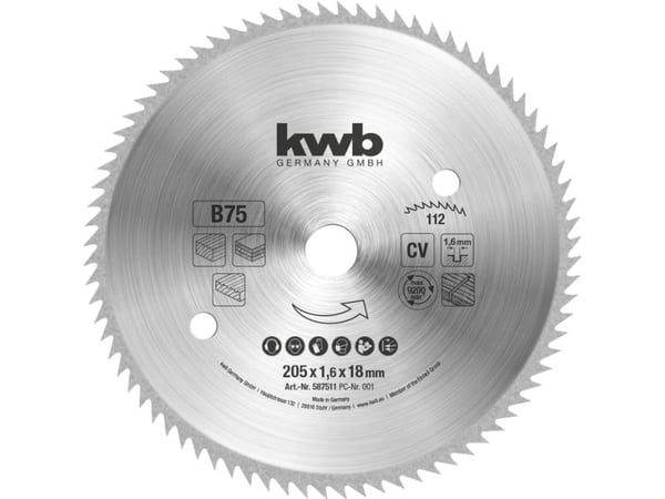 kwb 587511, Kromvanadiumstål, Kryssfiner, Mykt tre, Panel, 20,5 cm, 1,8 cm, 1,6 mm, 1 stykker