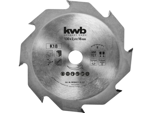 kwb 581844, Tungsten Carbide Tipped (TCT), Sponplate, Hardboard, Løvtre, MDF, Gipsplater, Mykt tre, 13 cm, 1,6 cm, 2,4 mm, 1 stykker