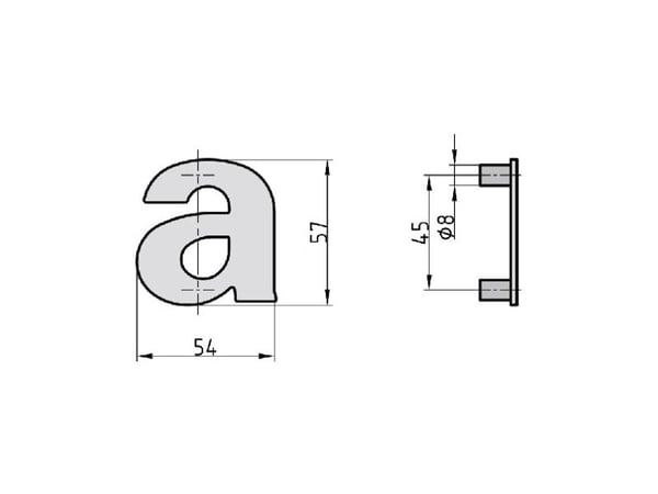 BASI HN 160, Dekorativ bokstav, Stål, Antrasitt, 54 mm, 57 mm, 98 g