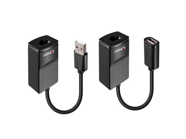 Lindy 43365, Verkkolähetin ja -vastaanotin, 60 m, 12 Mbit/s, Cat5e, Cat6, Musta, Muovi