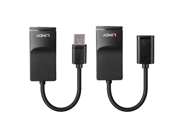 Lindy 43365, Nätverkssändare och -mottagare, 60 m, 12 Mbit/s, Cat5e, Cat6, Svart, Plast