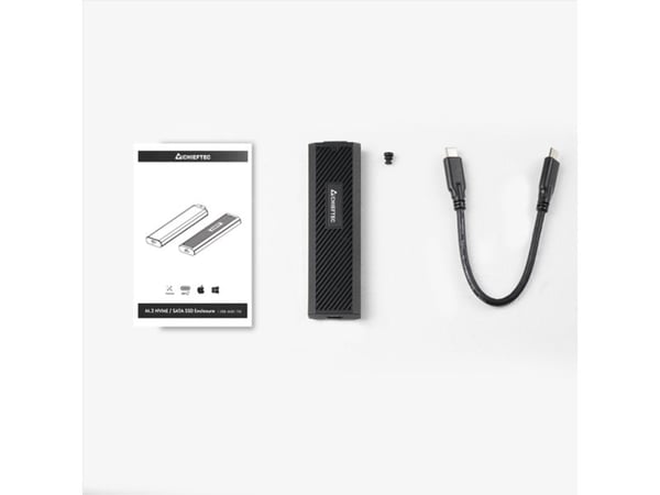 Chieftec CEB-M2C-TLE, SSD-kabinett, M.2, M.2, 10 Gbit/s, USB-tilkobling, Sort