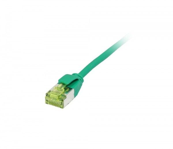 Patchkabel RJ45 CAT6A 500Mhz 15m grønn UFTP slimline rund d38mm TPELSZHSuperflex AWG32 med CAT7 råkabel Synergy 21
