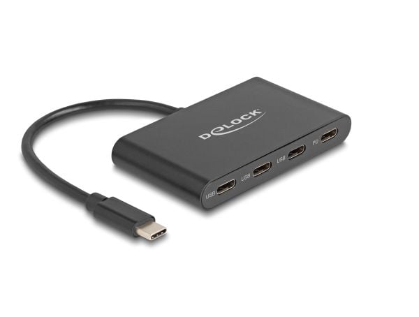 Delock USB 3.2 Gen 1 USB Type-C Hub med 3x USB Type-C hunn + 1x USB Type-C PD 100 Watt