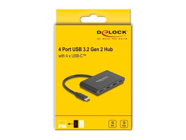 Delock - Hub - 10 Gbps - 4 x USB-C 3.2 Gen 2 - stasjonær