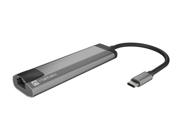 NATEC Fowler Go, USB 3.2 Gen 1 (3.1 Gen 1) Type-C, 100 W, 10,100,1000 Mbit/s, Rustfritt stål, RJ-45, USB 3.2 Gen 1 (3.1 Gen 1) Type-A, USB Type-C, ...