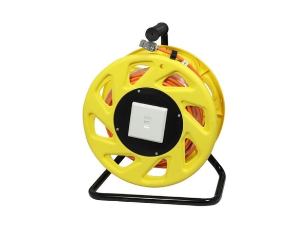 Kabeltrommel CAT6A 50m CAT7A råkabel SSTPSFTP med 2x stikkontakter RJ45CAT6A LSZH Synergy 21