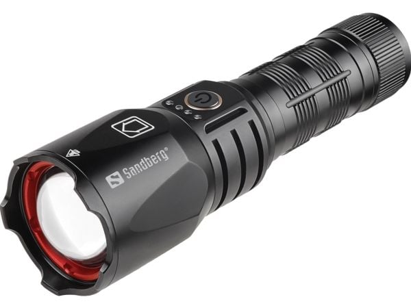 Sandberg 420-89, Käsikokoinen taskulamppu, Musta, Alumiini, IPX4, -30 - 40 °C, FCC, RoHS, UKCA, CE