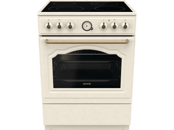 Gorenje GECS6B70CLI, Vapaasti seisova liesi, Beige, Rotaatio, Ruostumaton teräs, Yläosa edessä, Keraaminen