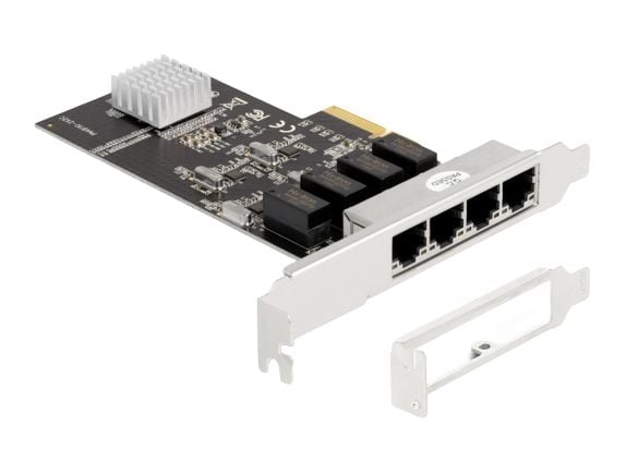Delock - Nettverksadapter - PCIe 2.0 x4 lav profil - Gigabit Ethernet x 4