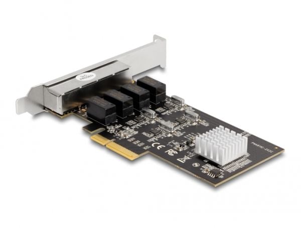 Delock - Nettverksadapter - PCIe 2.0 x4 lav profil - Gigabit Ethernet x 4