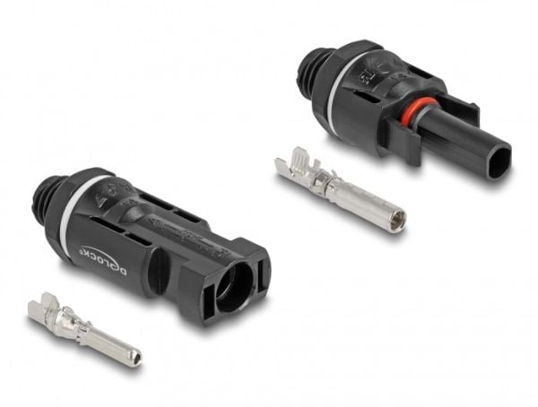 Delock - Solcellepanelkontakt - DL4 (hunn) til DL4 (hann) - 1000 V - snap-in - svart (en pakke 2)