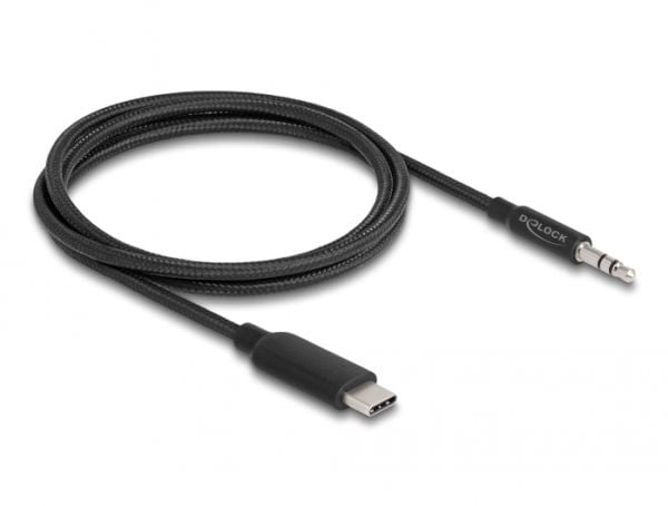 Delock - Lydkabel - 24 pin USB-C hann til mini-phone stereo 3.5 mm hann - 1 m - svart
