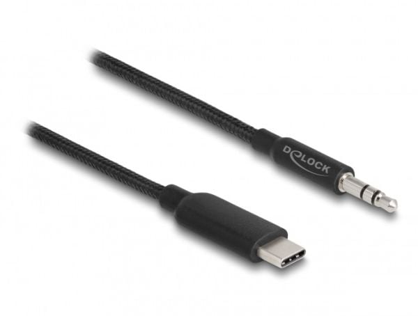 Delock - Lydkabel - 24 pin USB-C hann til mini-phone stereo 3.5 mm hann - 1 m - svart