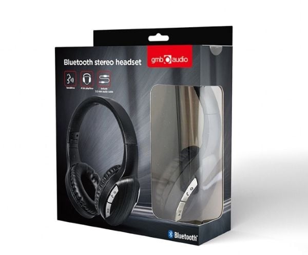 GMB Audio - Hodetelefoner med mikrofon - full størrelse - Bluetooth - trådløs, kablet - 3,5 mm jakk - svart