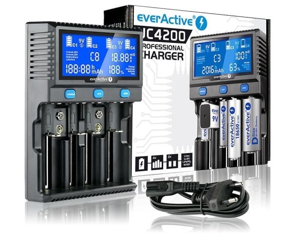 Everactive UC-4200, Lithium Iron Phosphate (LiFePO4), Lithium Polymer (LiPo), Lithium-Ion (Li-Ion), Nikkelmetallhydrid..., 9V, AA, AAA, C, SC
