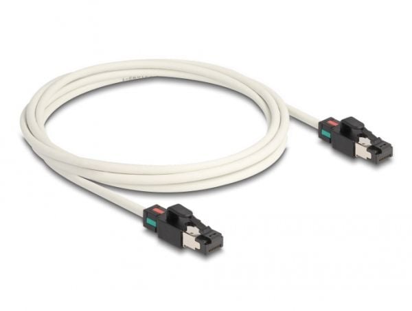 Delock - Koblingskabel - RJ-45 (hann) til RJ-45 (hann) - 2 m - 5 mm - S/FTP - CAT 6a - halogenfri, formstøpt, uten hindringer - hvit