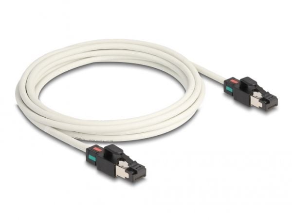 Delock - Koblingskabel - RJ-45 (hann) til RJ-45 (hann) - 3 m - 5 mm - S/FTP - CAT 6a - halogenfri, formstøpt, uten hindringer - hvit
