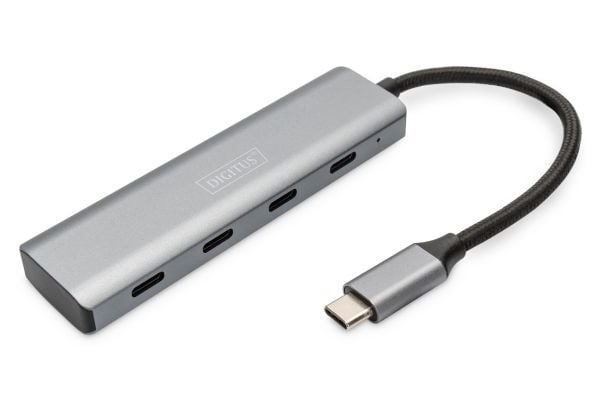 DIGITUS USB-C 4 port HUB mørkegrå 4x USB-C 3.1/5Gbps