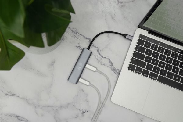 DIGITUS USB-C 4 port HUB mørkegrå 4x USB-C 3.1/5Gbps