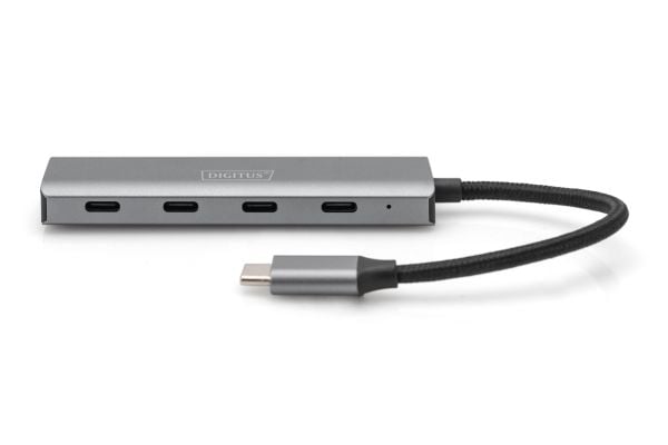 DIGITUS USB-C 4 port HUB mørkegrå 4x USB-C 3.1/5Gbps