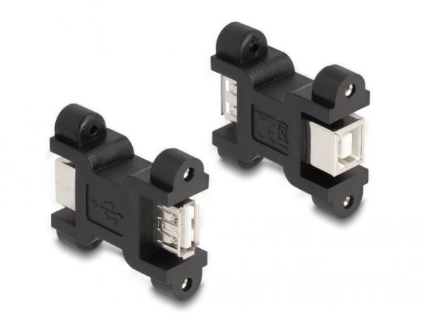 Delock USB 2.0 -sovitin A-tyypin pistorasiaan ja B-tyypin pistorasiaan, jossa on ruuviliitäntä