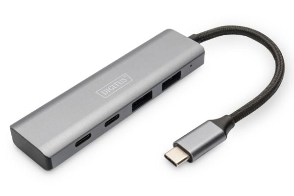DIGITUS USB-C 4 port HUB mørkegrå 2x USB-A/2x USB-C