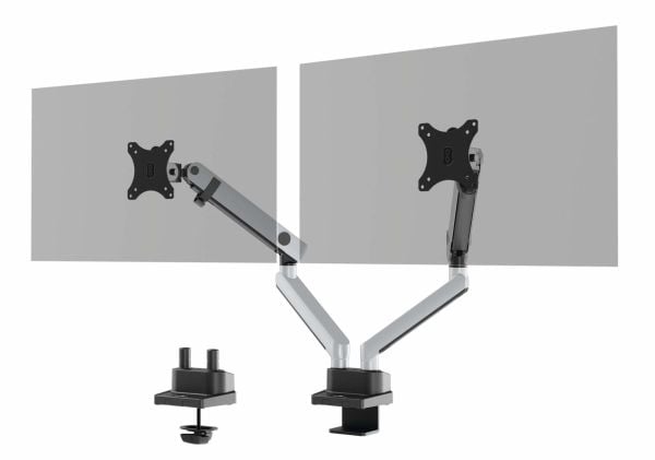 DURABLE SELECT PLUS - Monteringssett (leddarm, klemme, boltefeste) - for 2 LCD-skjermer - plastikk, aluminium, stål - sølv - skjermstørrelse: 17"-3...