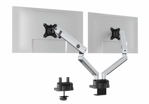 DURABLE SELECT PLUS - Monteringssett (leddarm, klemme, boltefeste) - for 2 LCD-skjermer - plastikk, aluminium, stål - sølv - skjermstørrelse: 17"-3...