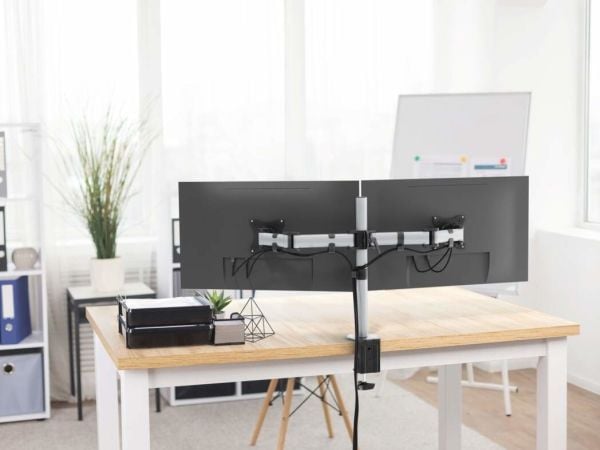 DURABLE bildskärmshållare SELECT för 2 mon. bord silver
