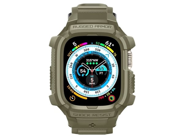Spigen Rugged Armor, Etui, Smartklokke, Khaki, Apple, Apple Watch Ultra (49mm), Termoplastisk polyuretan (TPU)