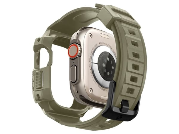 Spigen Rugged Armor, Etui, Smartklokke, Khaki, Apple, Apple Watch Ultra (49mm), Termoplastisk polyuretan (TPU)